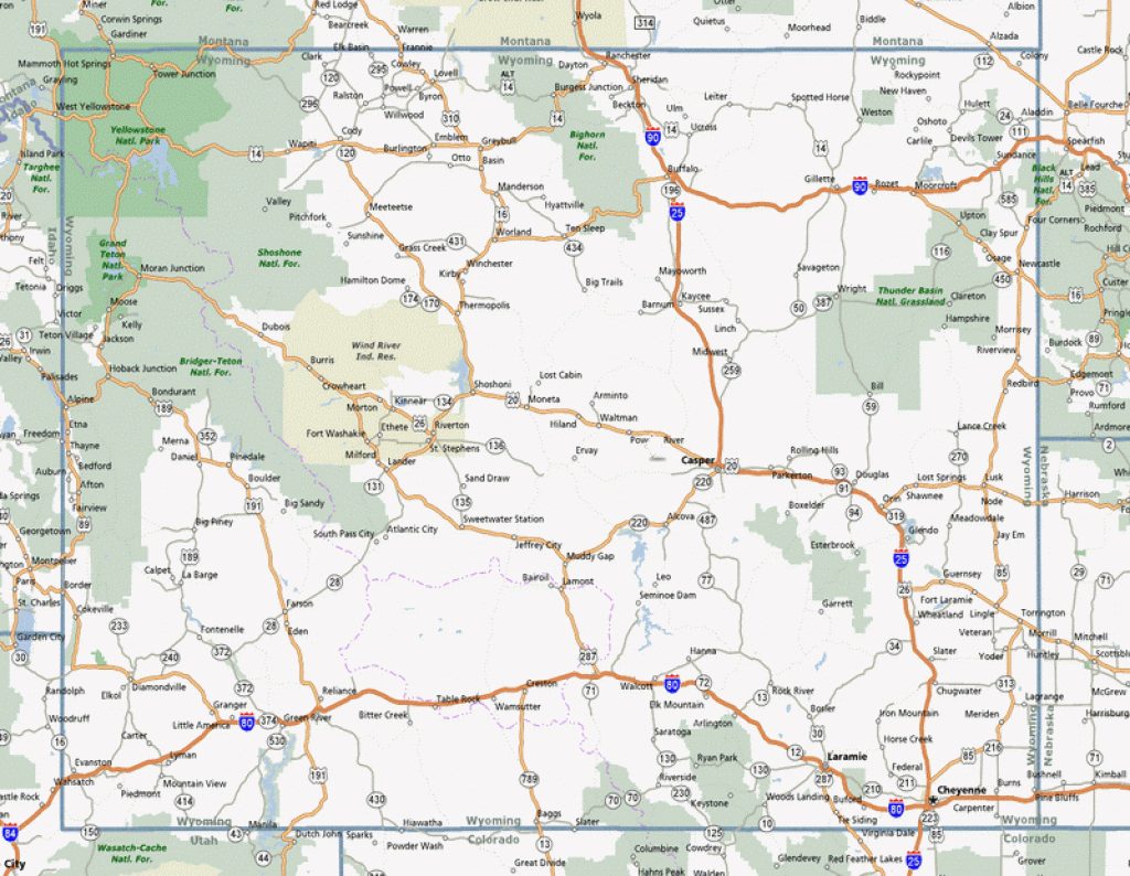Wyoming City Map And Travel Information | Download Free Wyoming City Map intended for Free Wyoming State Map