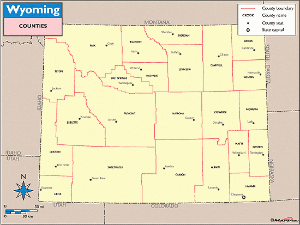 Wyoming State County Map And Travel Information | Download Free within Free Wyoming State Map
