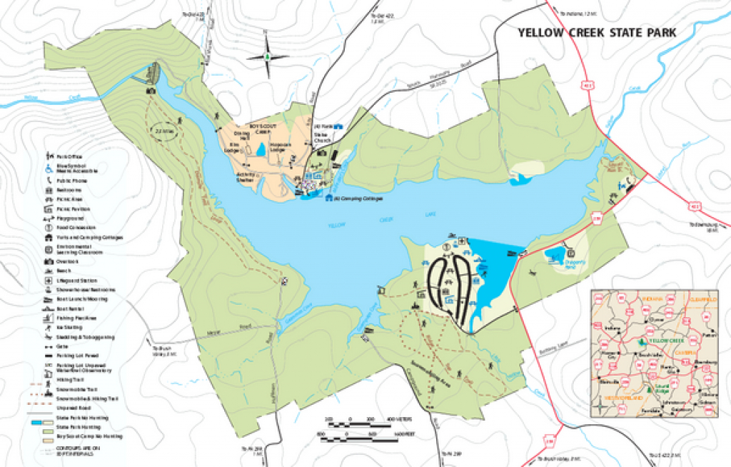Yellow Creek State Park Map - Penn Run Pa 15765-5941 • Mappery in Pa State Parks Map