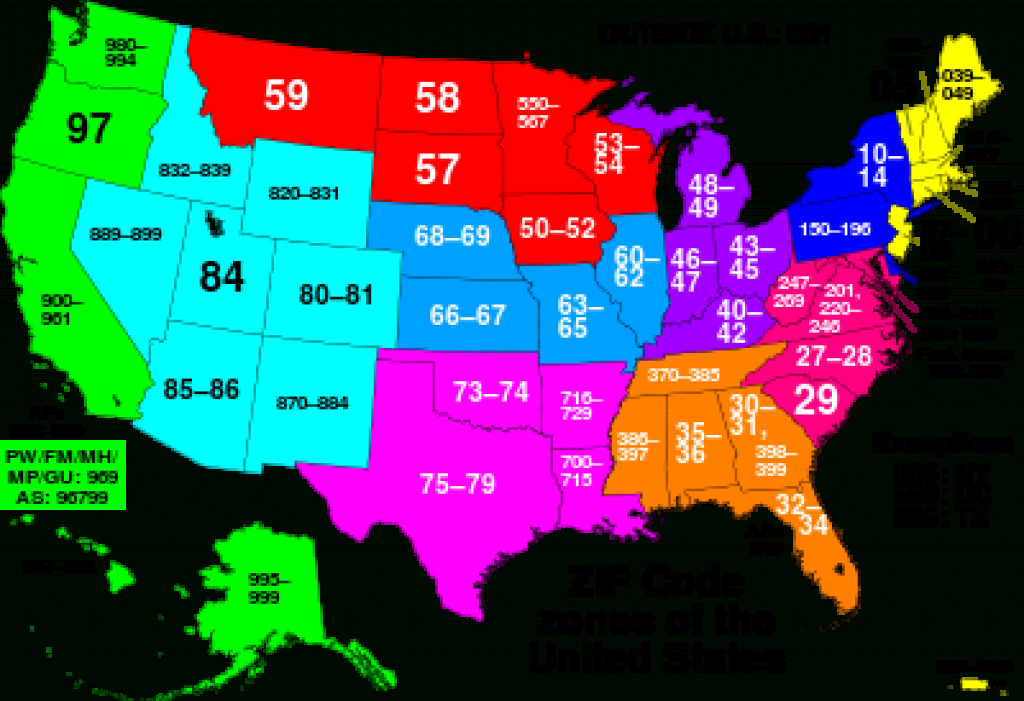 Zip Code - Wikipedia regarding Usps Zip Code Map By State